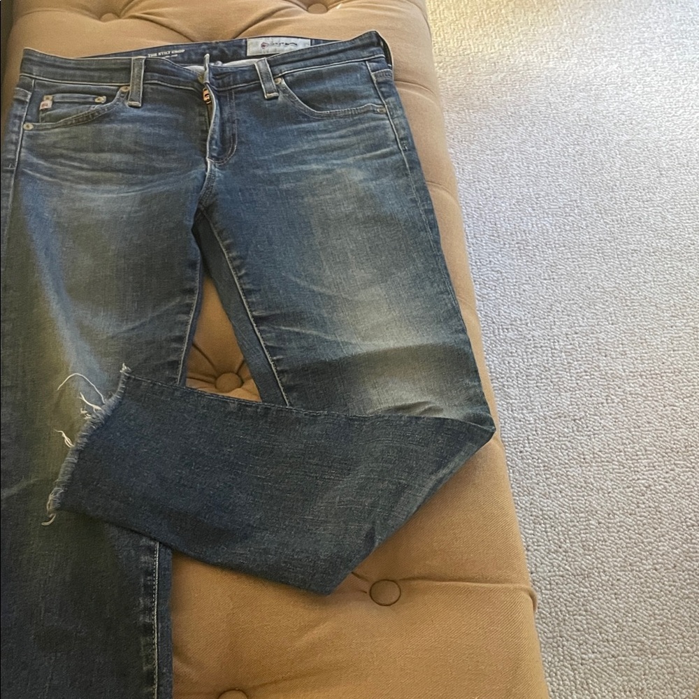 AG Adriano Goldschmied Women's Faded Blue Straight Leg Jeans